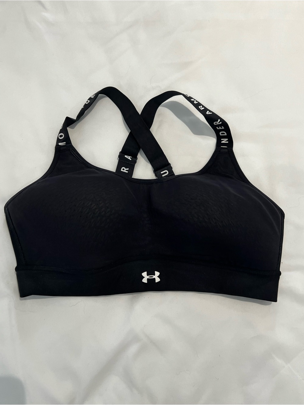 Under Armour Black High Support Crossback Sports Bra Women's Large